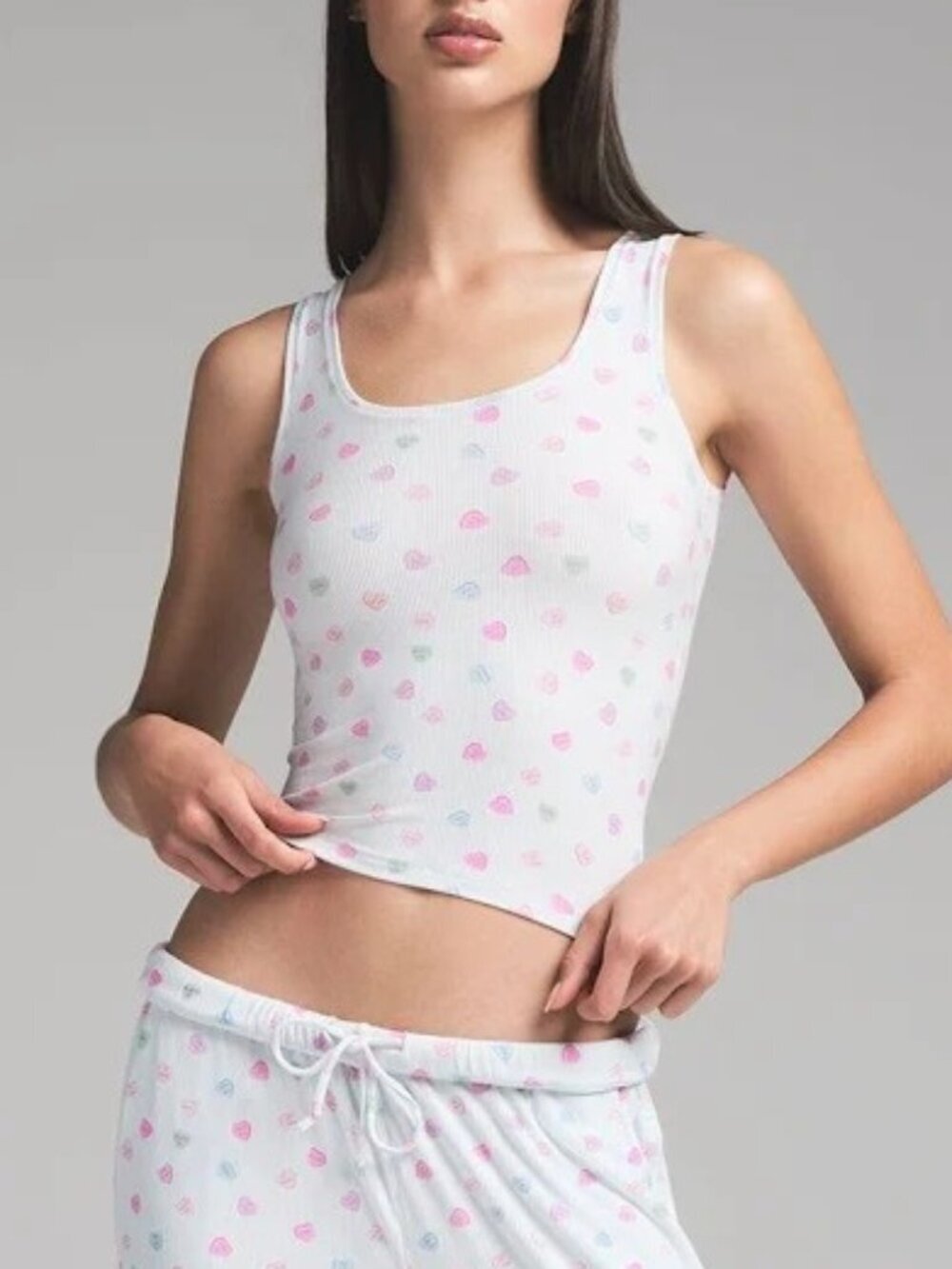 SKIMS Soft Lounge Tank - Cloud Candy Heart Print - Size Medium
